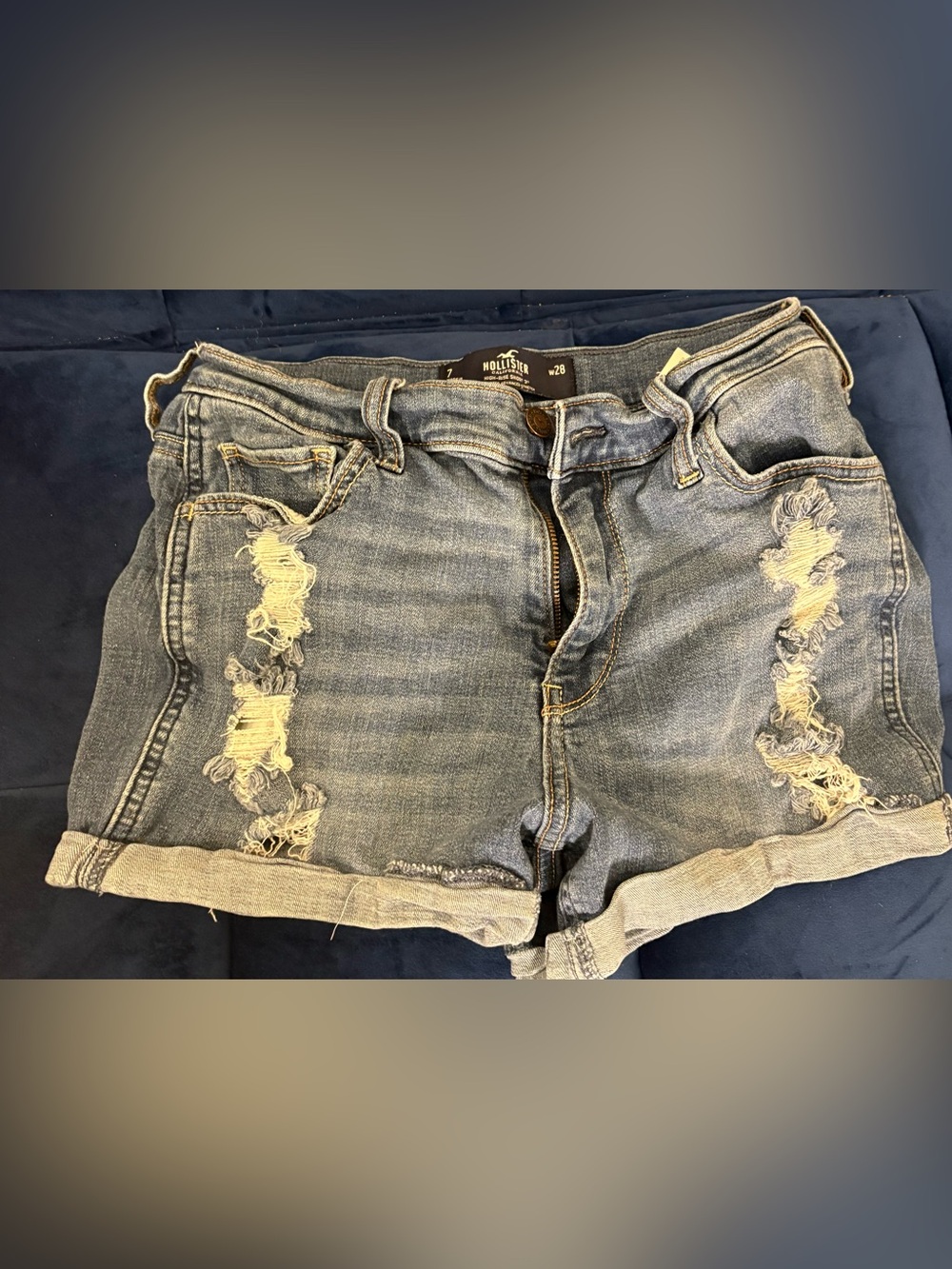 Hollister Distressed Denim Blue Cutoff Shorts